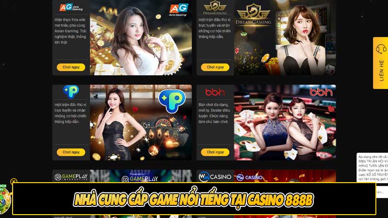 Nhà cung cấp game nổi tiếng tại casino 888b